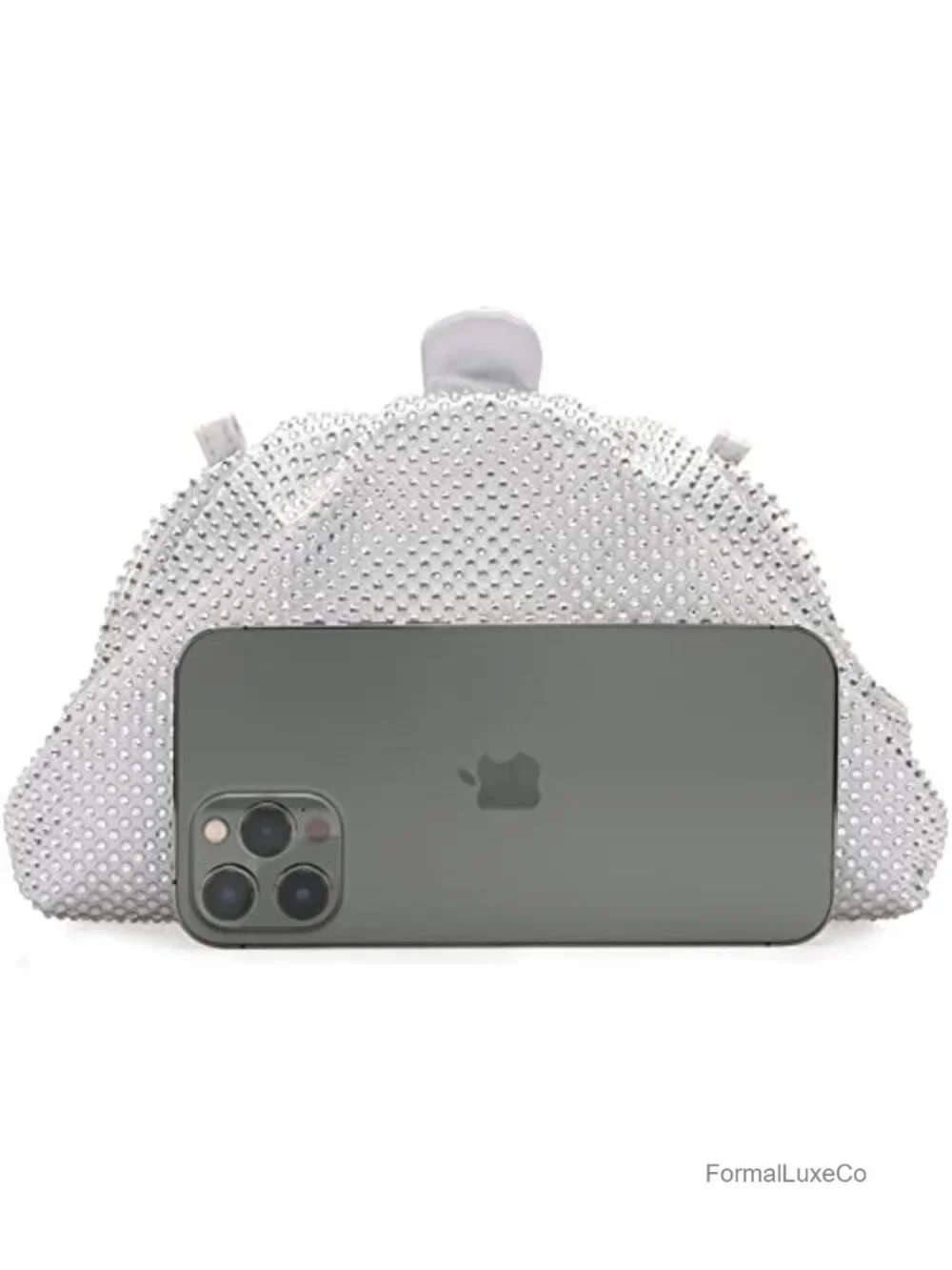 Rhinestone Crystal Frame Clutch Evening Bag Party Pleated Convertible Chain